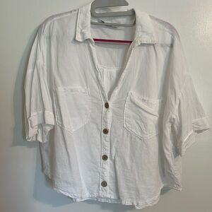 Zara linen blend crop shirt